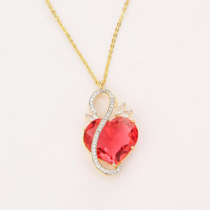 Red Heart Chain With Earrings