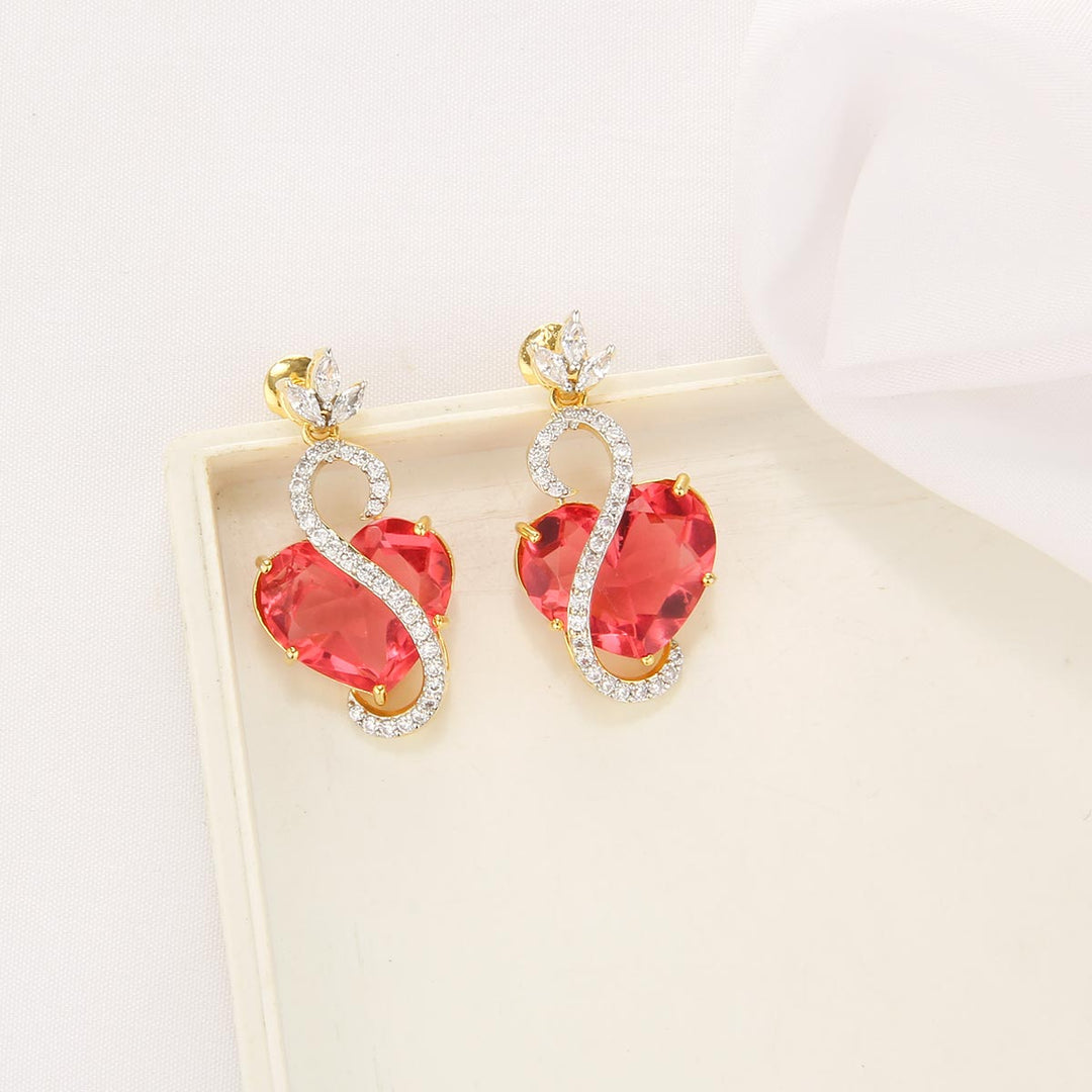 Red Heart Chain With Earrings