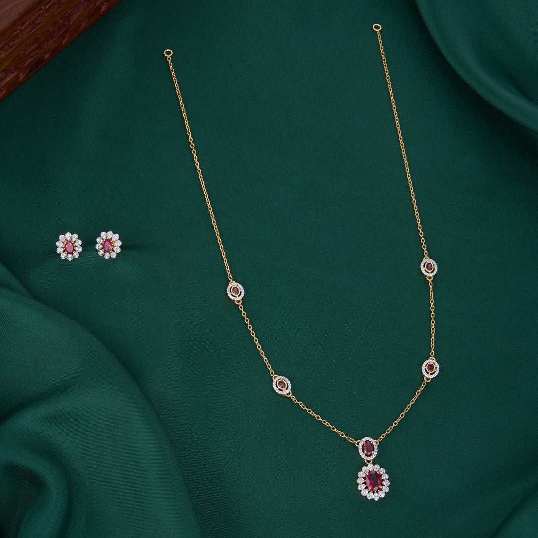 Raina Diamond Design Chain with Earrings