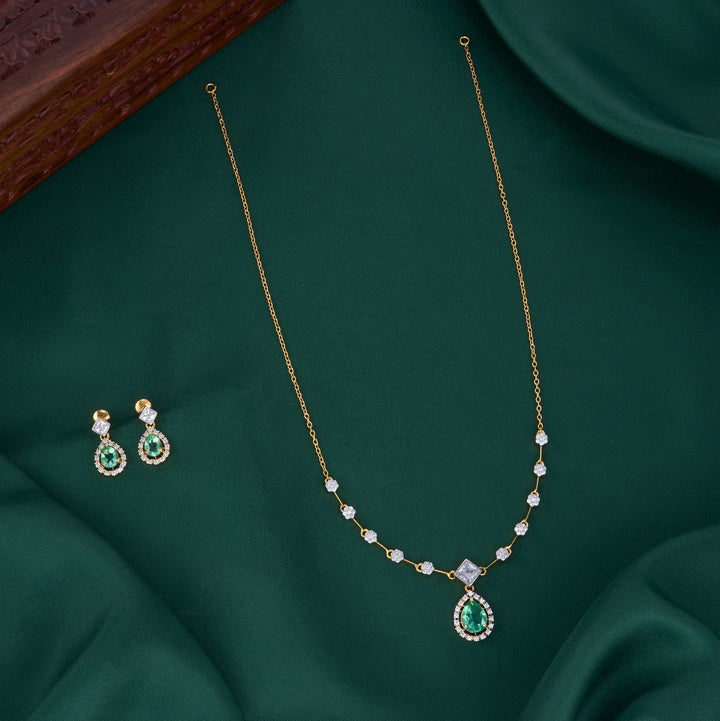 Raagini Diamond Design Chain with Earrings