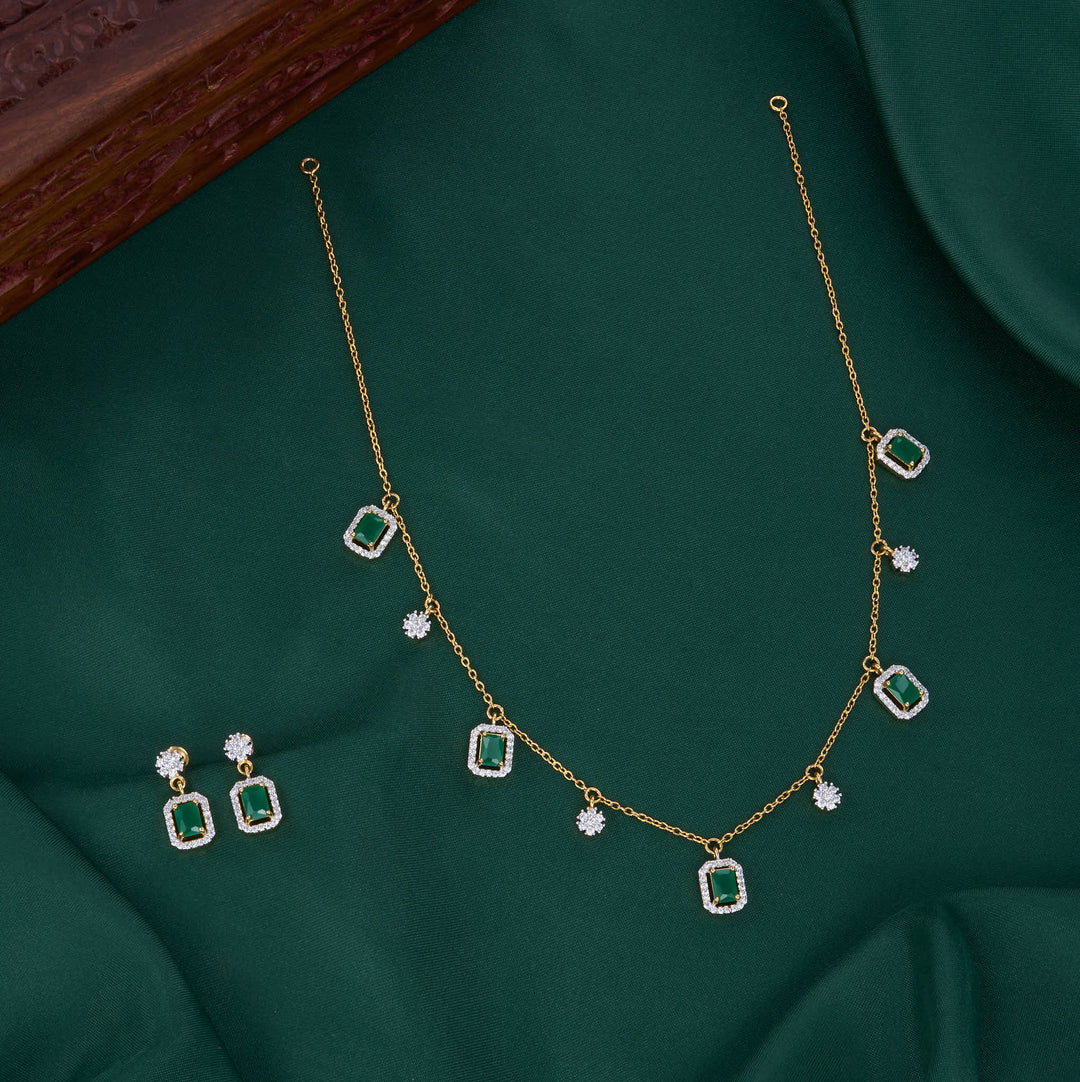 Pushpasri Diamond Design Chain with Earrings
