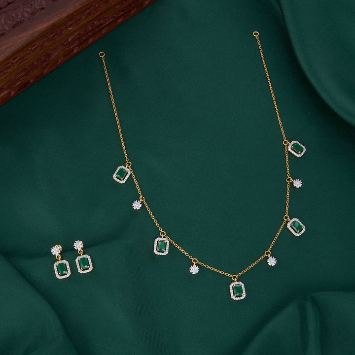 Pushpasri Diamond Design Chain with Earrings