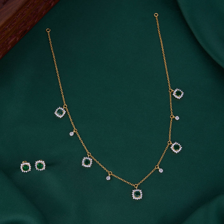 Punarvika Diamond Design Chain with Earrings