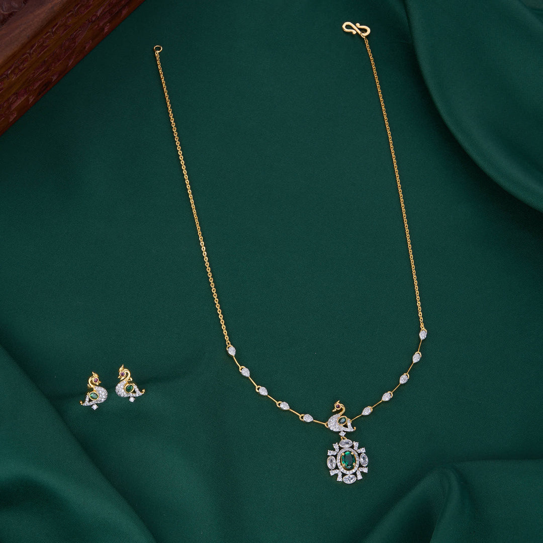 Pujitha Diamond Design Chain with Earrings