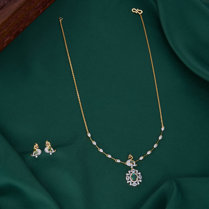 Pujitha Diamond Design Chain with Earrings