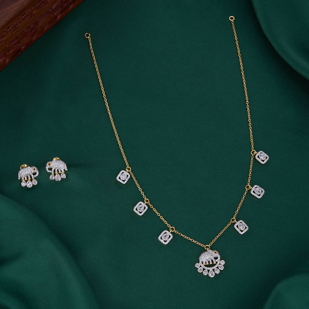 Preshti Diamond Design Chain with Earrings