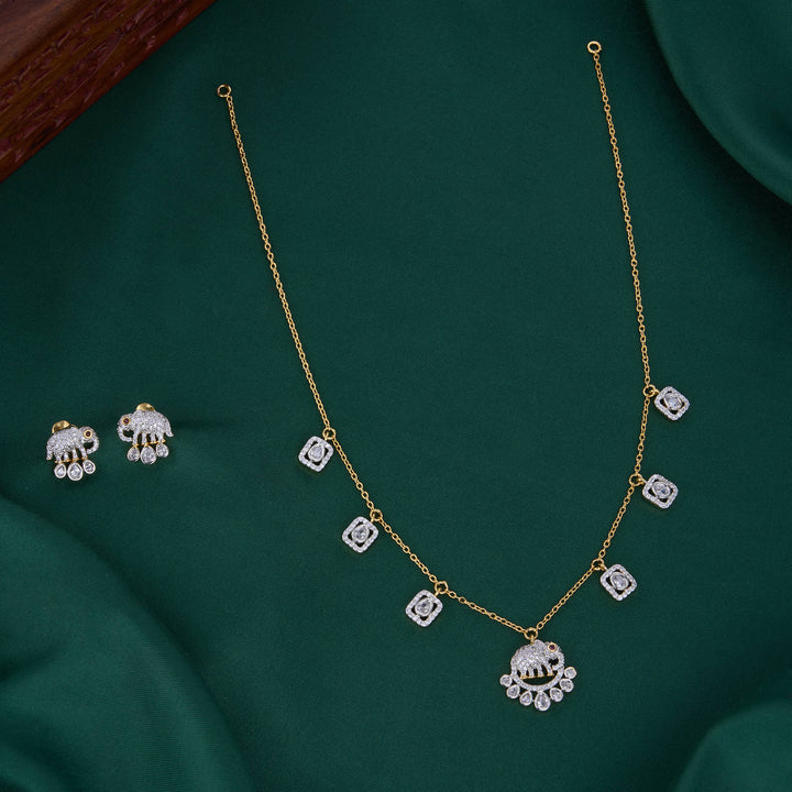 Preshti Diamond Design Chain with Earrings