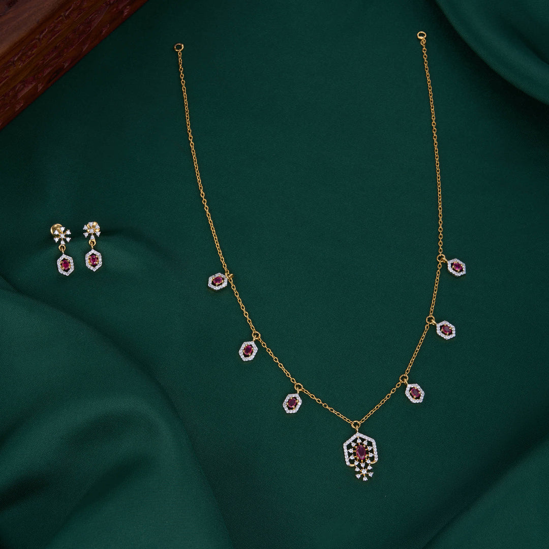 Prisca Diamond Design Chain with Earrings
