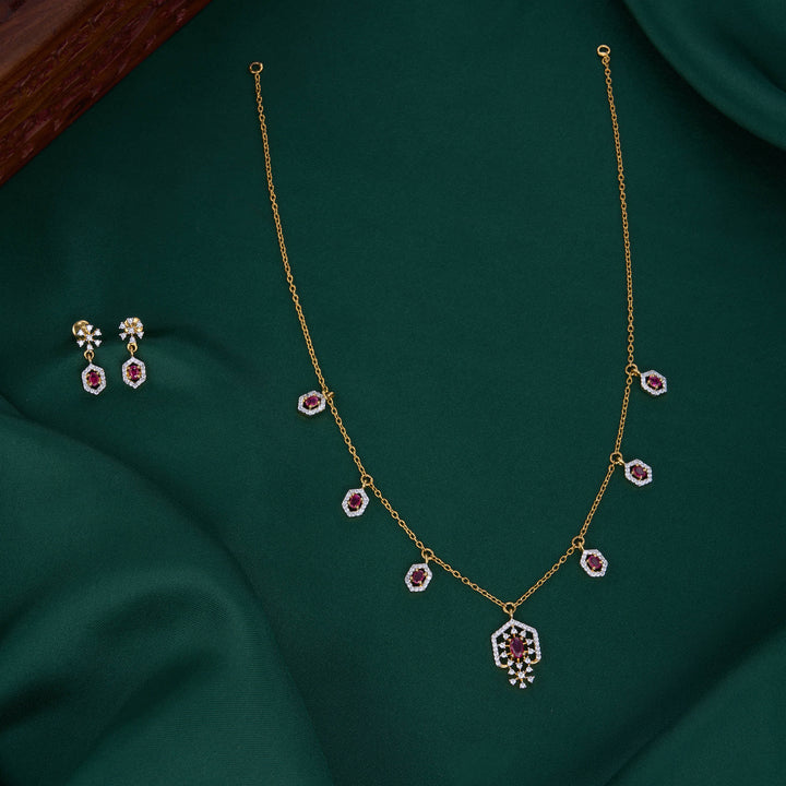 Prisca Diamond Design Chain with Earrings