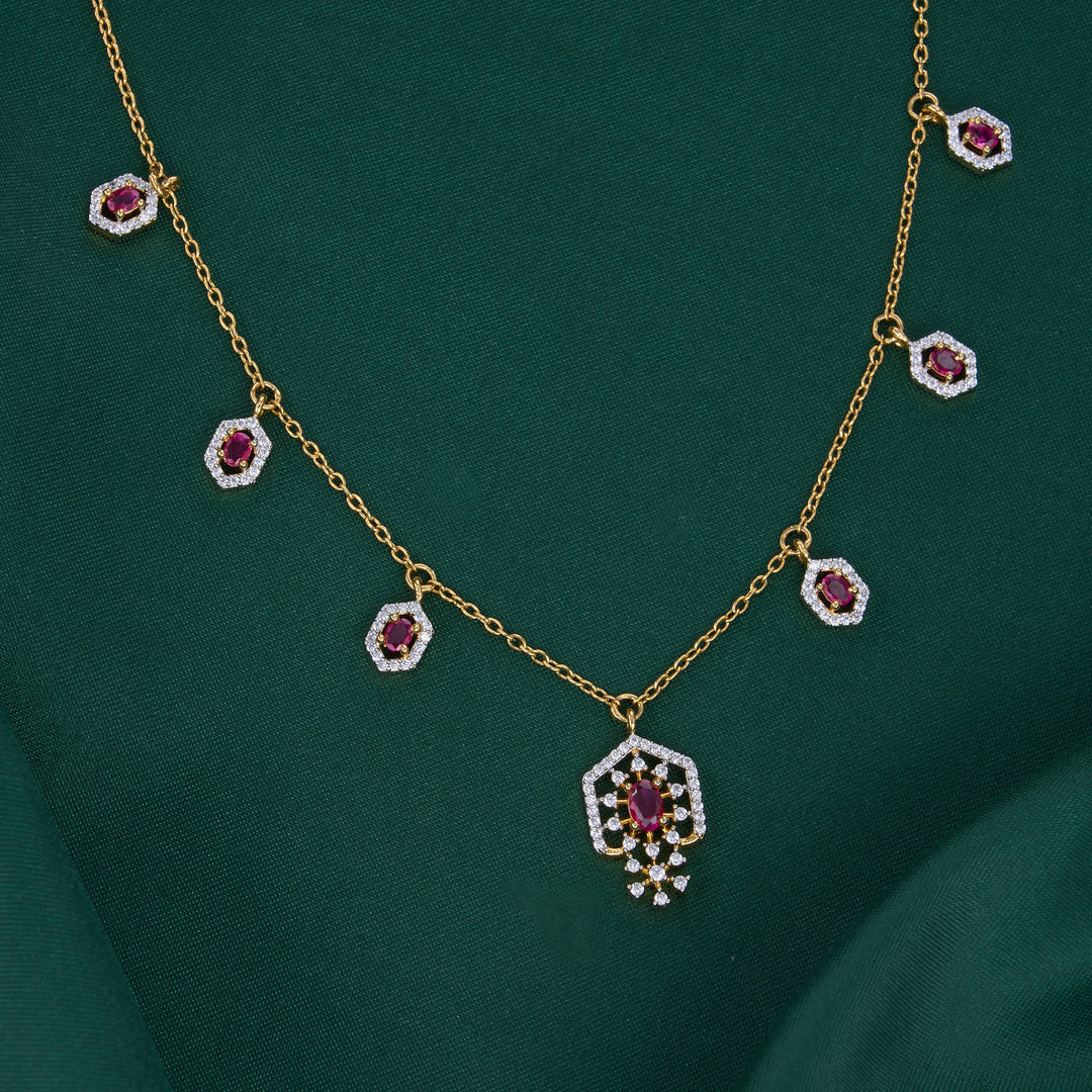 Prisca Diamond Design Chain with Earrings