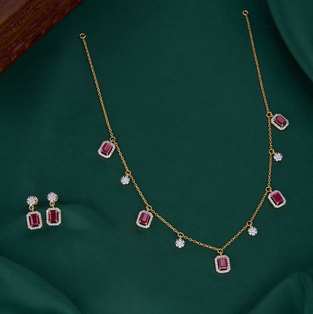 Preetal Diamond Design Chain with Earrings