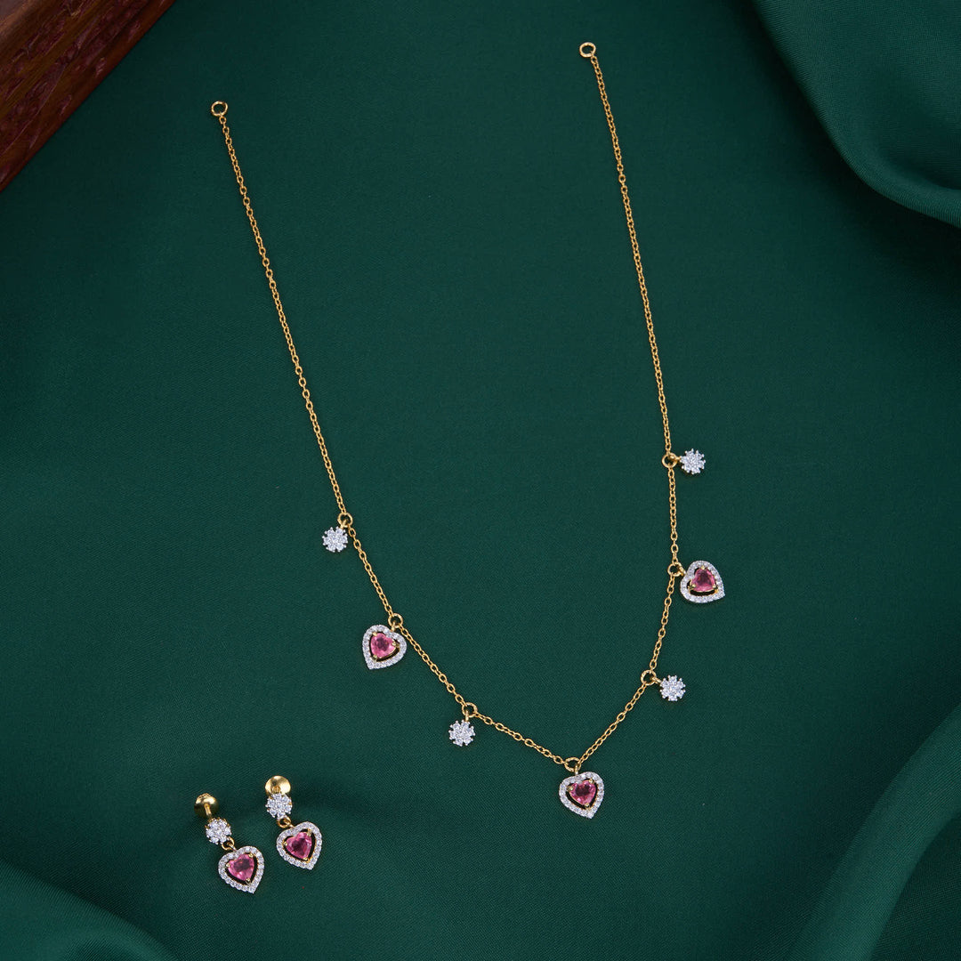 Onalika Diamond Design Chain with Earrings