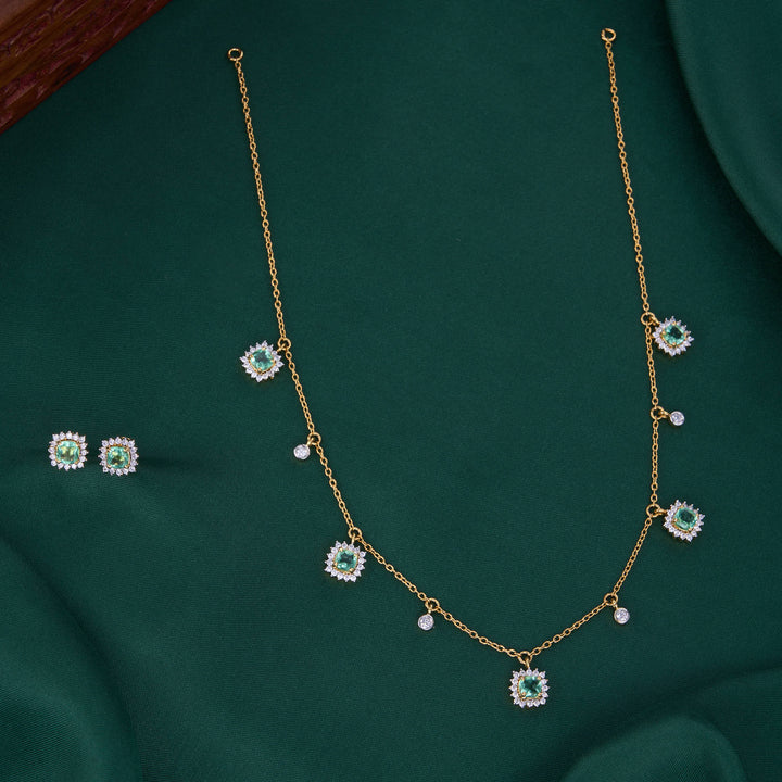 Omala Diamond Design Chain with Earrings