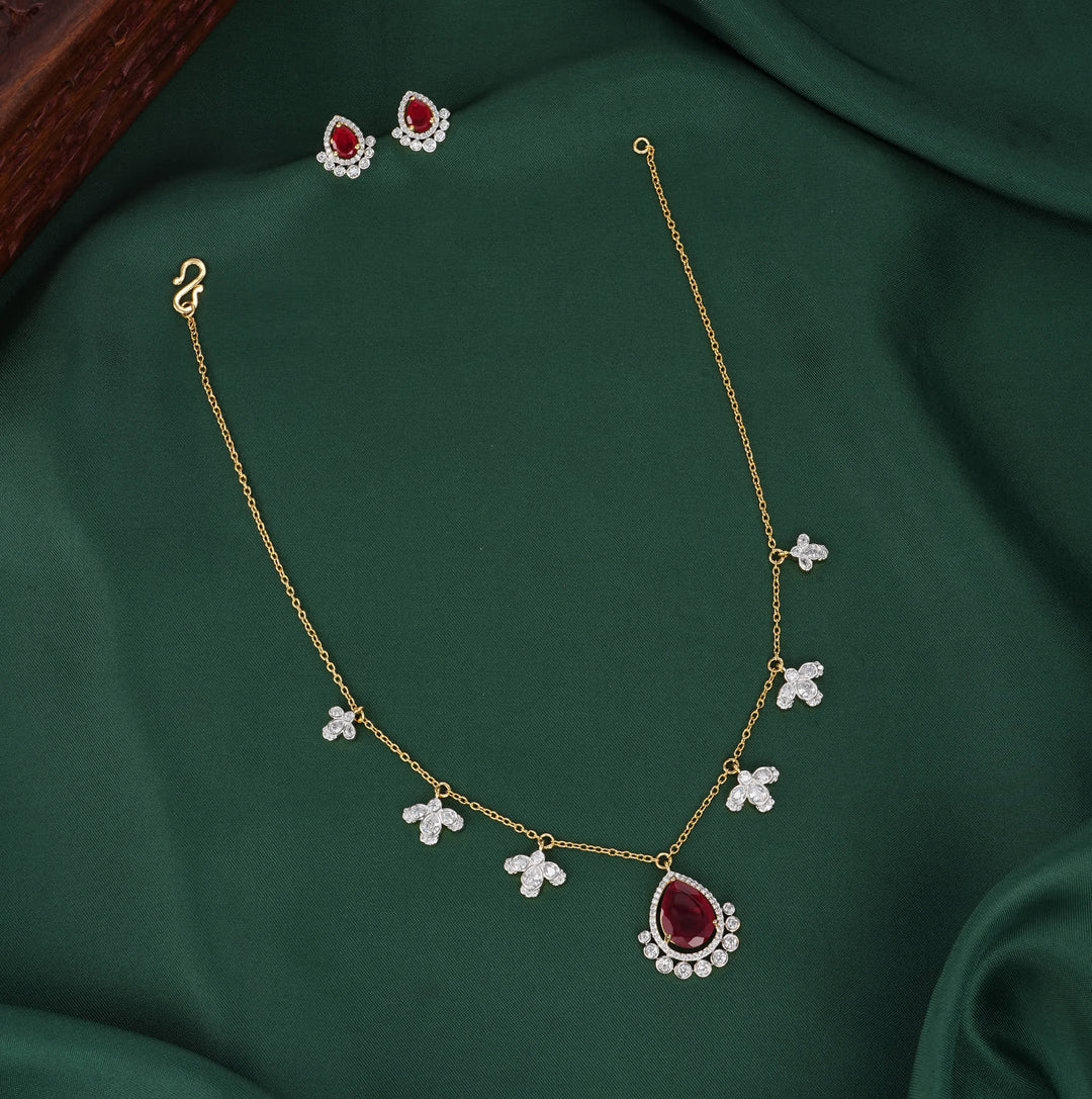 Glow Diamond Design Chain with Earrings