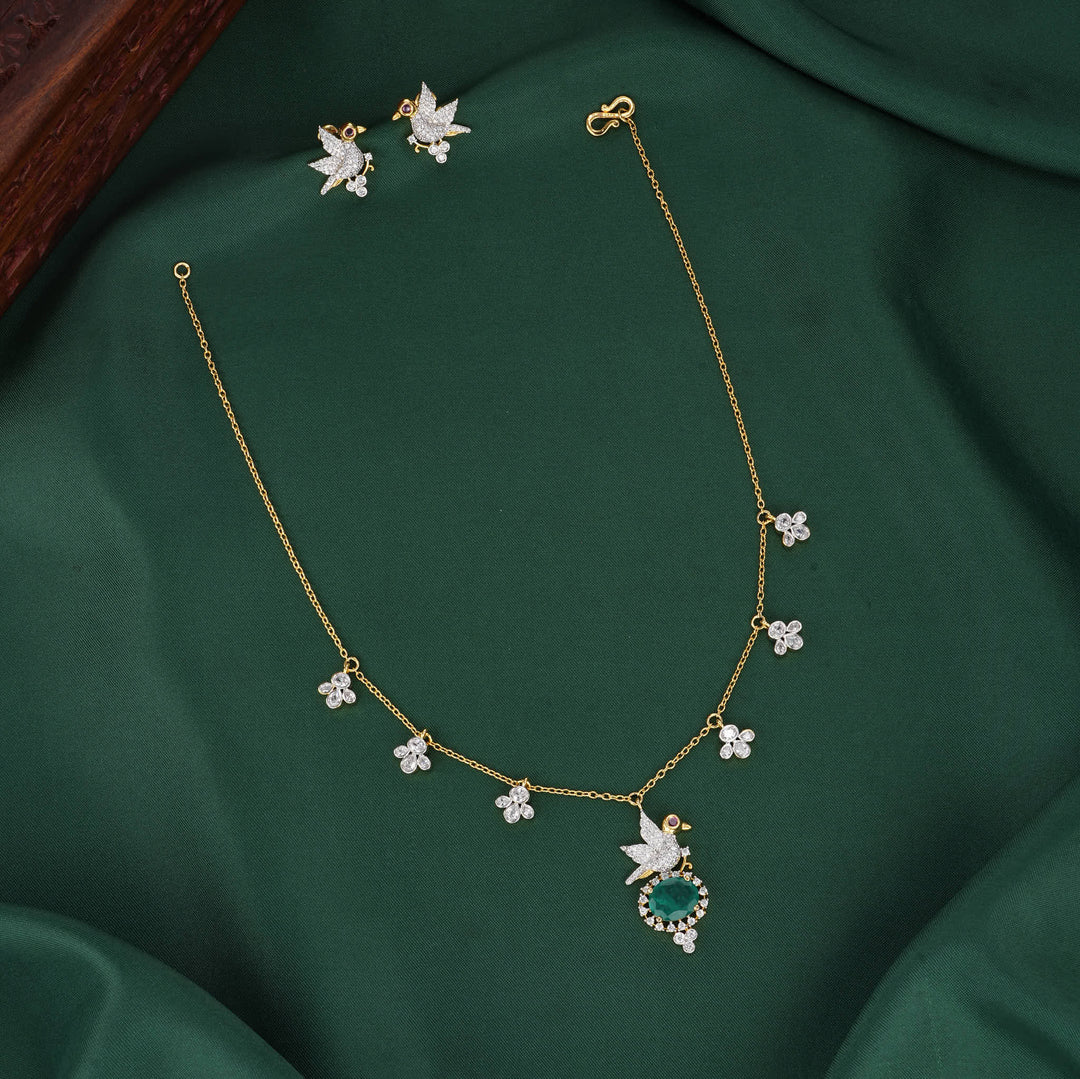 Dual Birds Chain with Earrings