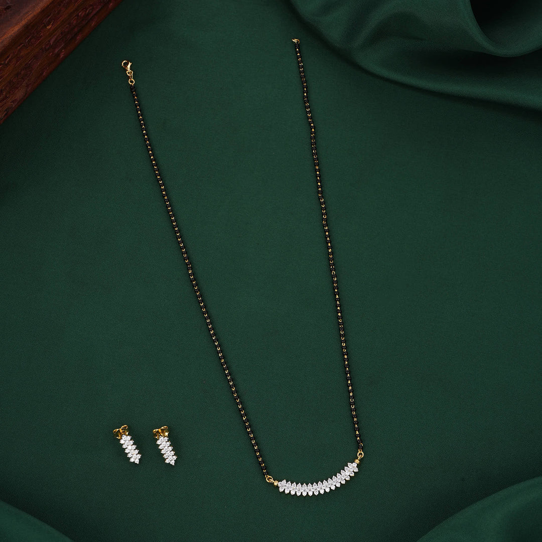 Sparkling Mangalsutra Chain With Earrings