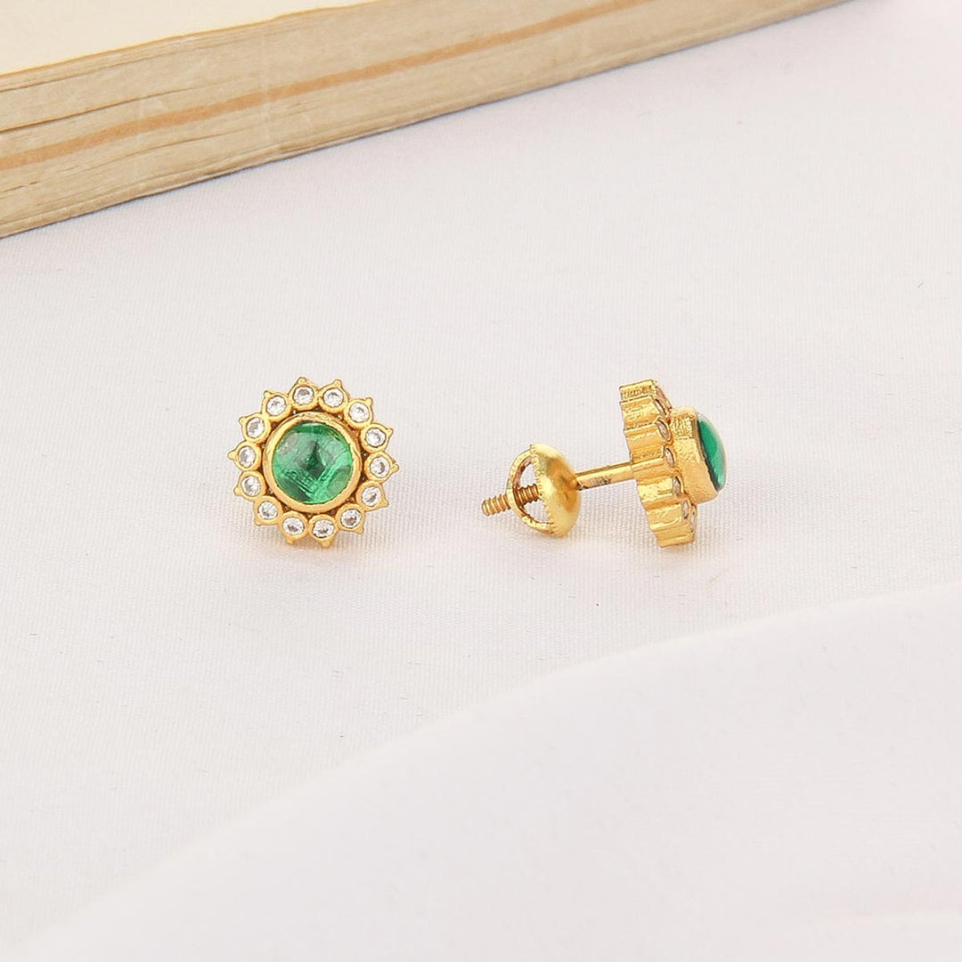 Green Shine Stone Studs