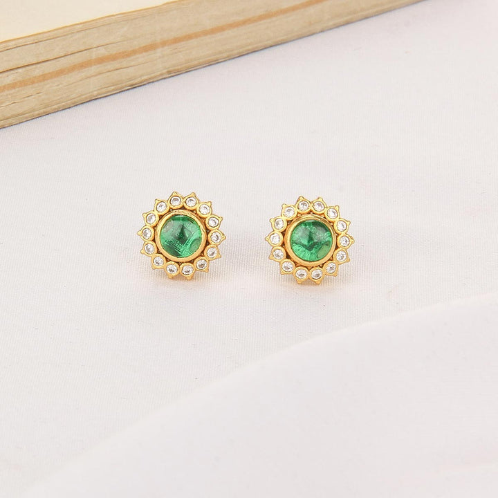 Green Shine Stone Studs