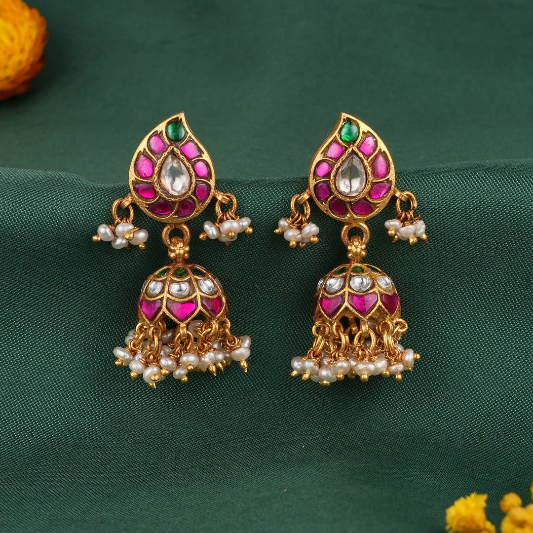 Mango Designed Kundan Jhumkas