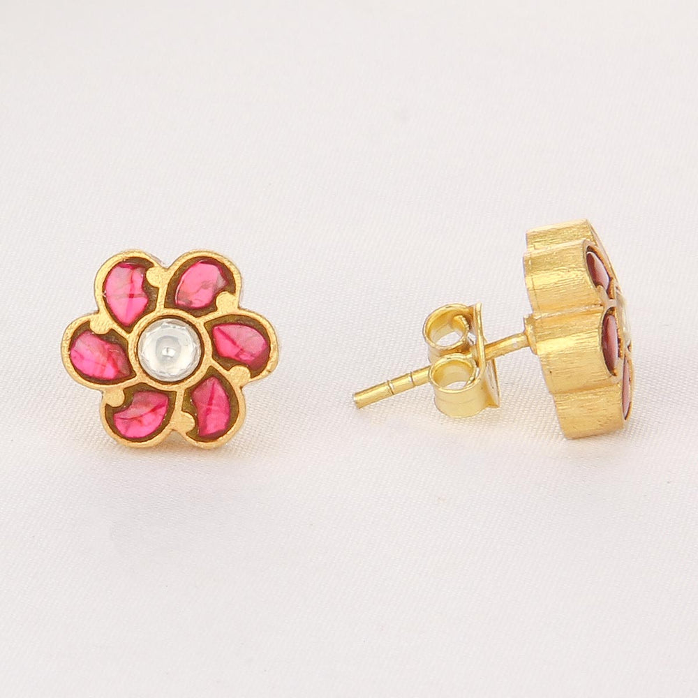 Floral Kundan Studs - AMS-106-12071