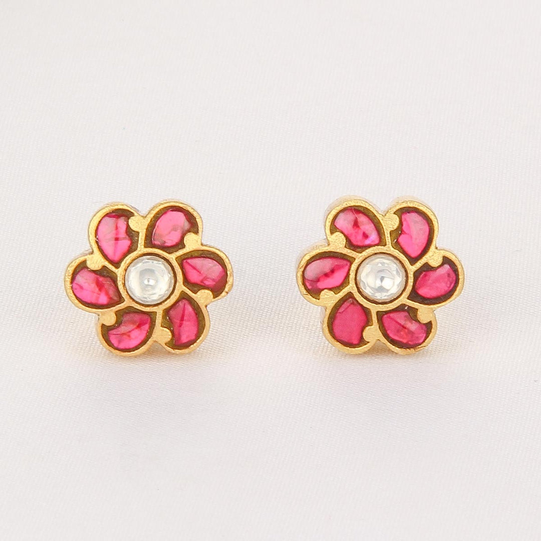 Floral Kundan Studs - AMS-106-12071
