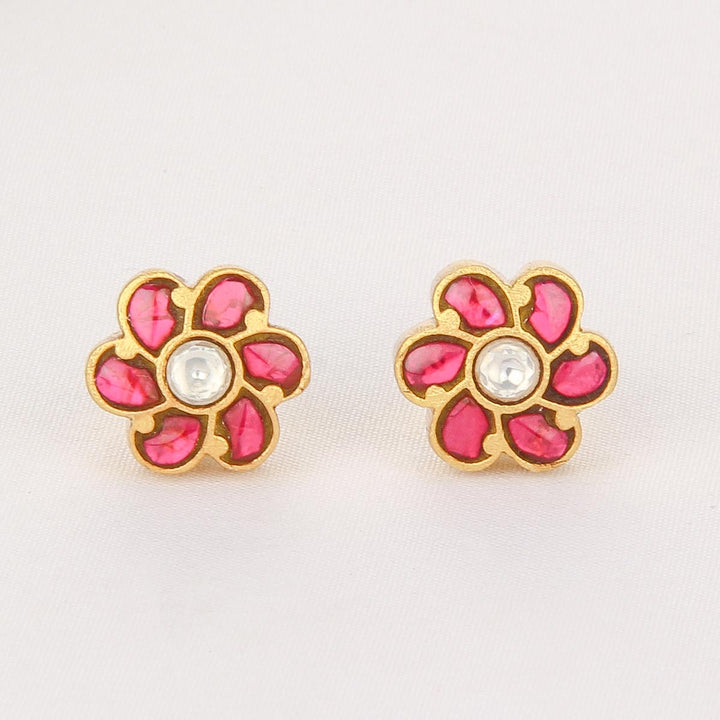 Floral Kundan Studs - AMS-106-12071