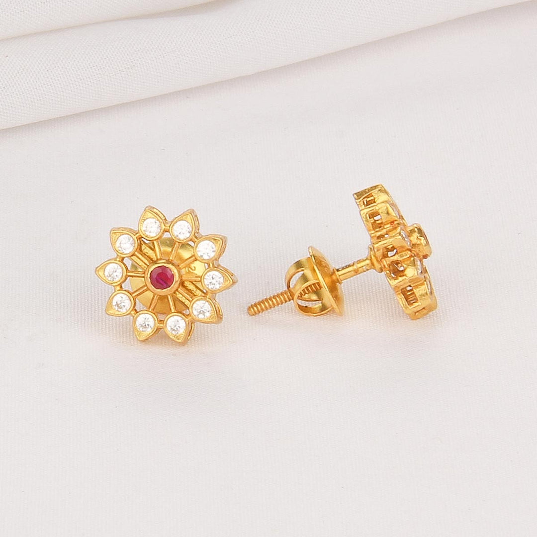 Cute Floral Stone Studs