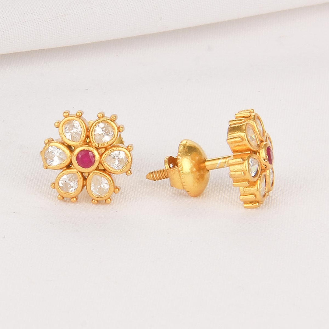 Cute Floral Stone Studs