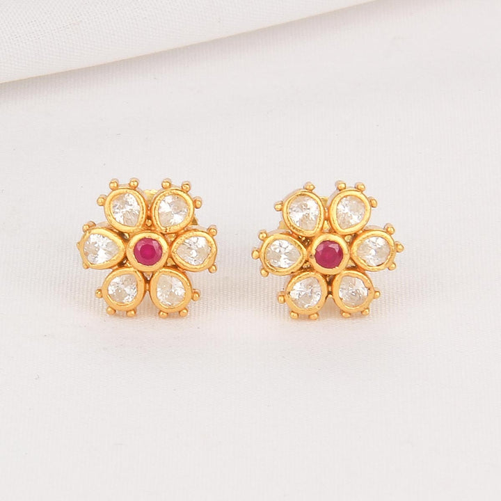 Cute Floral Stone Studs