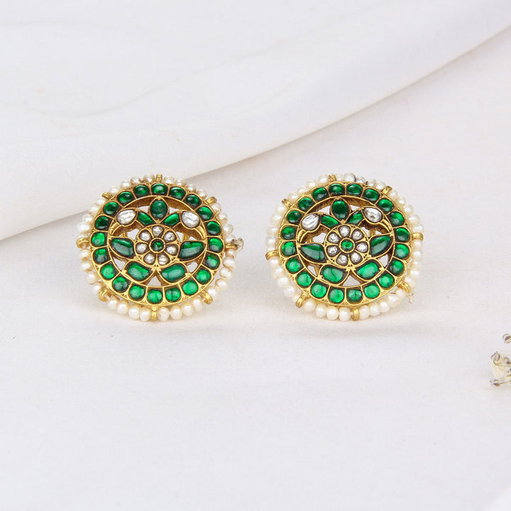 Green Shine Kundan Studs