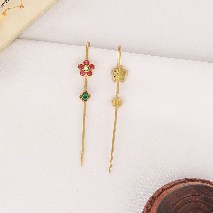 Little Floral Kundan Needle Ear cuffs