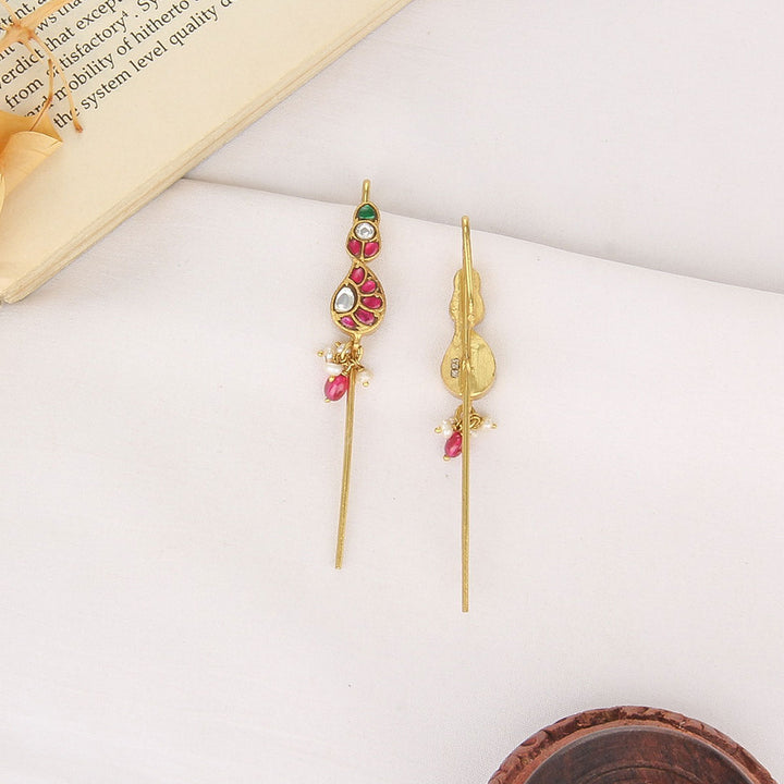 Mirnalini Kundan Needle Ear cuffs