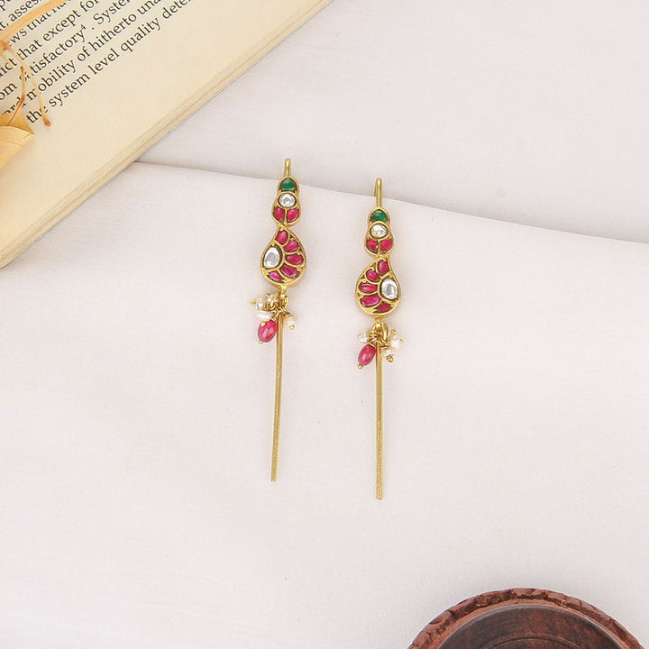 Mirnalini Kundan Needle Ear cuffs