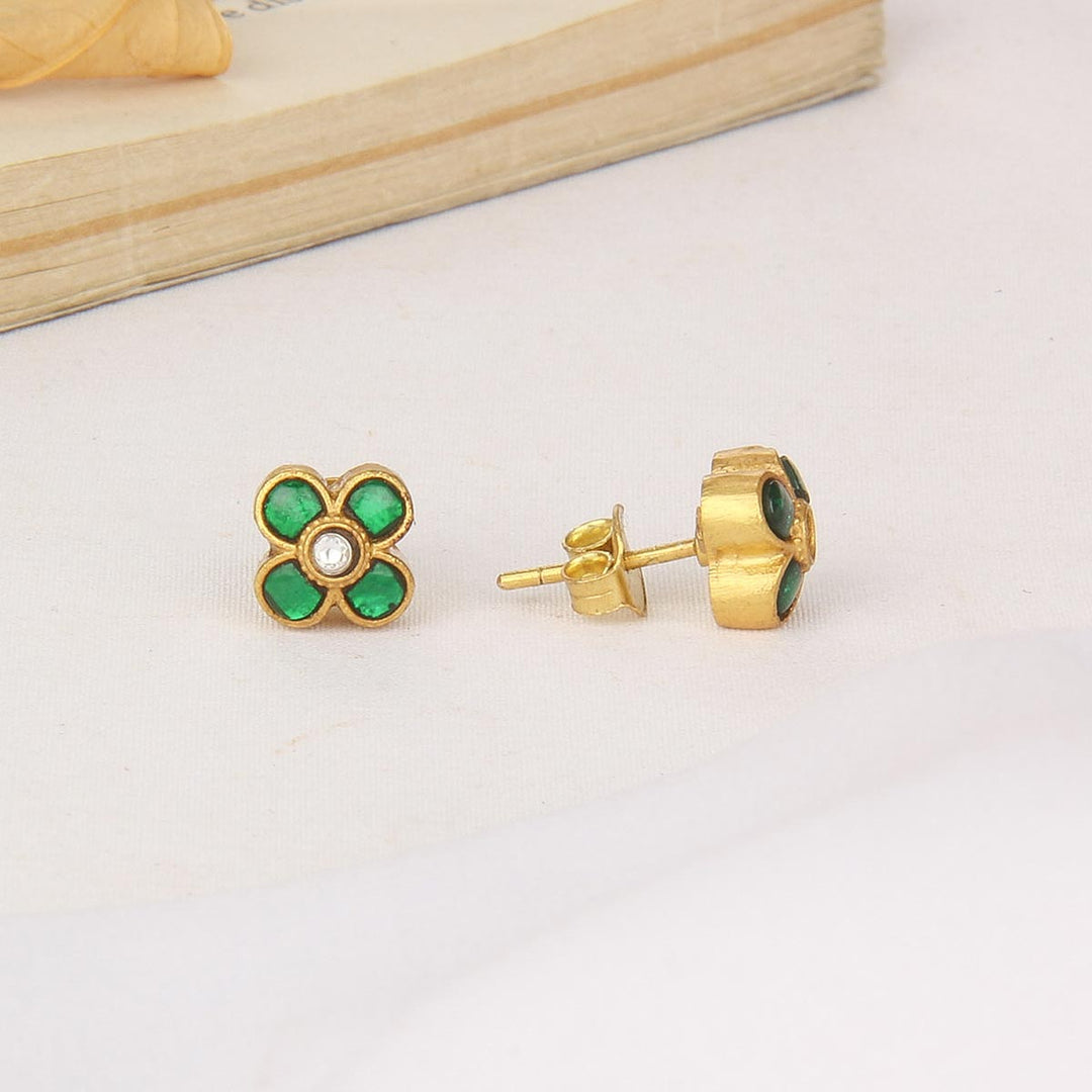 Greenish Kundan Studs
