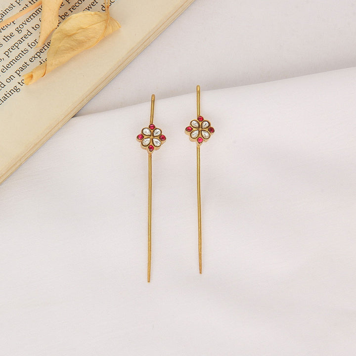 Nadhiya Kundan Needle Ear cuffs