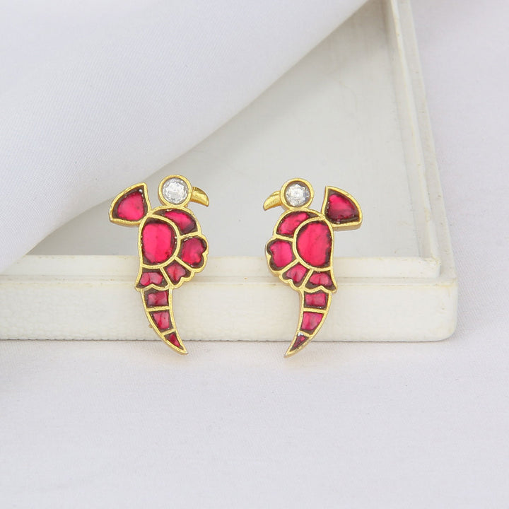 Dual Birds Kundan Studs