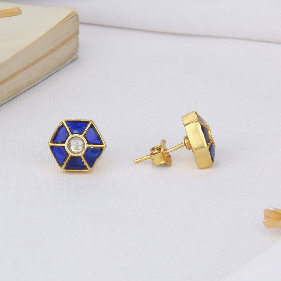 Attractive Blue Kundan Studs