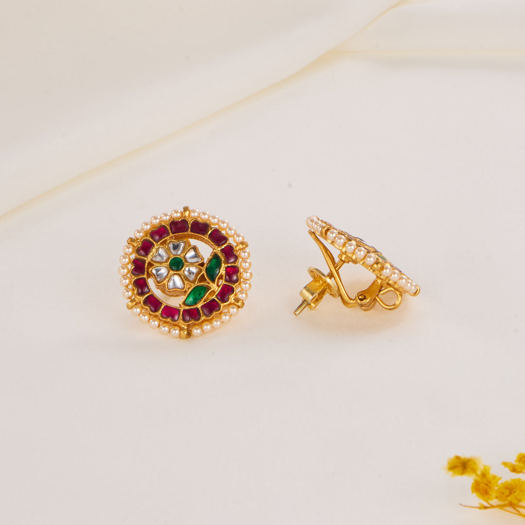 Floral Kundan Studs