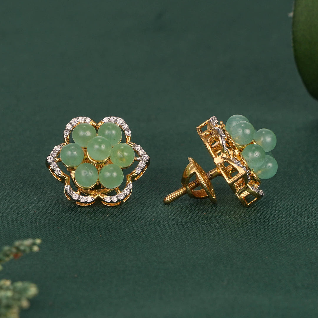 Floral Diamond Design Studs