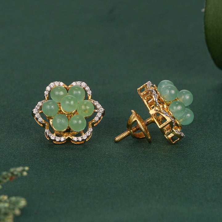 Floral Diamond Design Studs