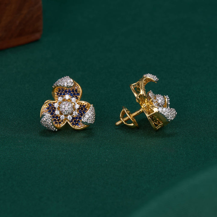 Floral Diamond Design Studs