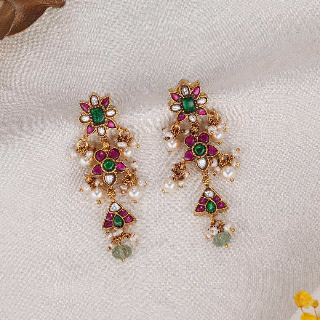 Riyanaa Kundan Long Earrings