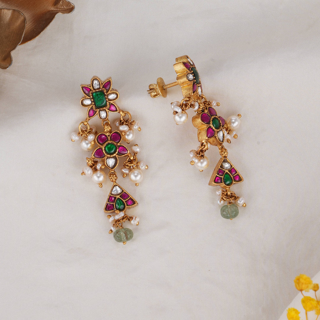 Riyanaa Kundan Long Earrings