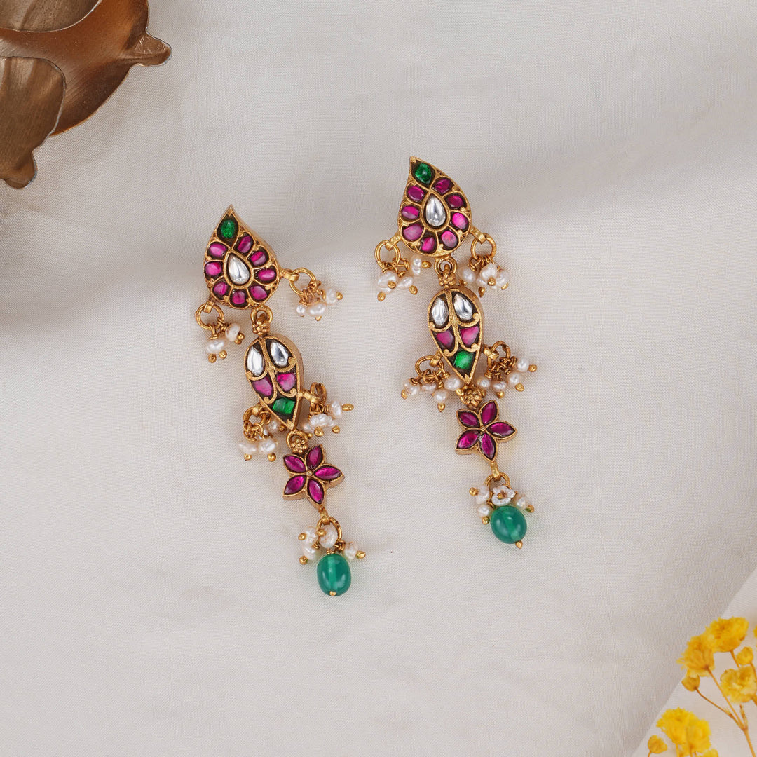 Lathishkaa  Kundan Long Earrings