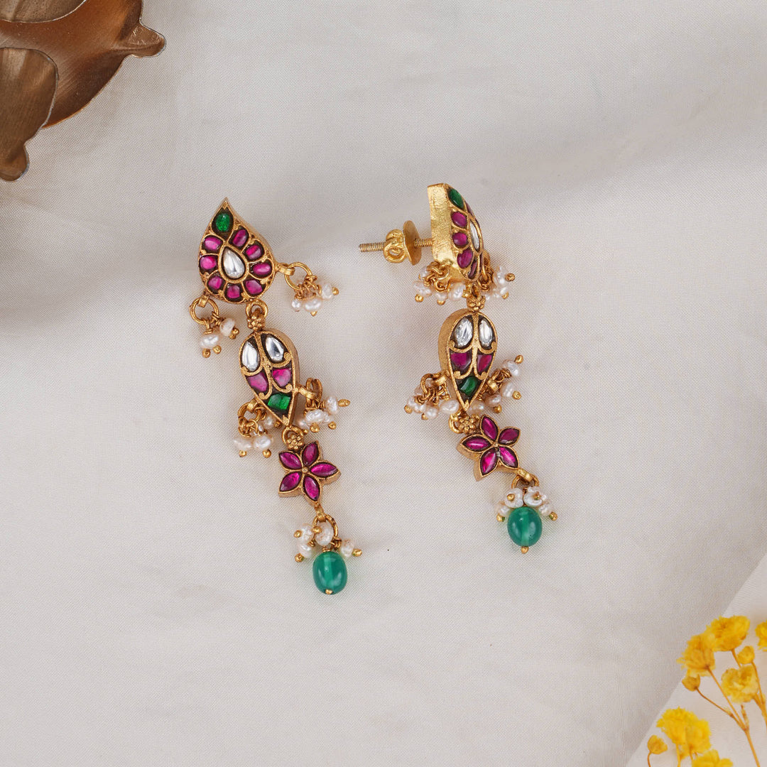 Lathishkaa  Kundan Long Earrings