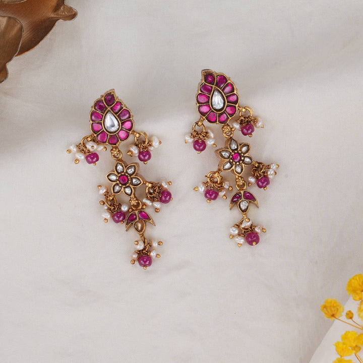 Jeevikha Kundan Long Earrings