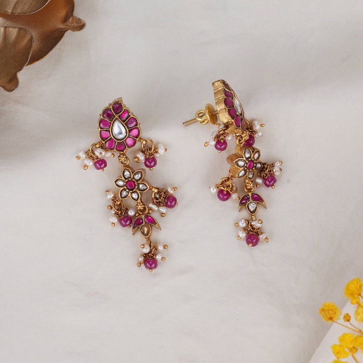 Jeevikha Kundan Long Earrings