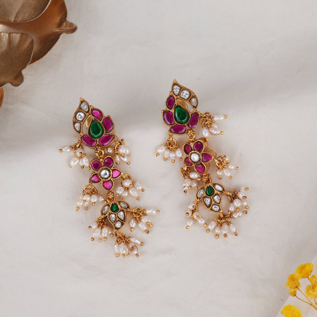 Dhanvikhaa Kundan Long Earrings