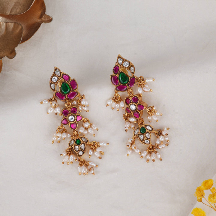 Dhanvikhaa Kundan Long Earrings
