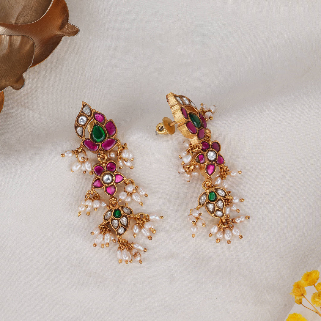 Dhanvikhaa Kundan Long Earrings